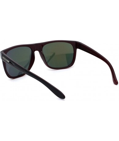 Sport Mens Mirror Lens Sport Horn Rim Sunglasses - Black Red Orange Mirror - CA1979YSKHO $18.26