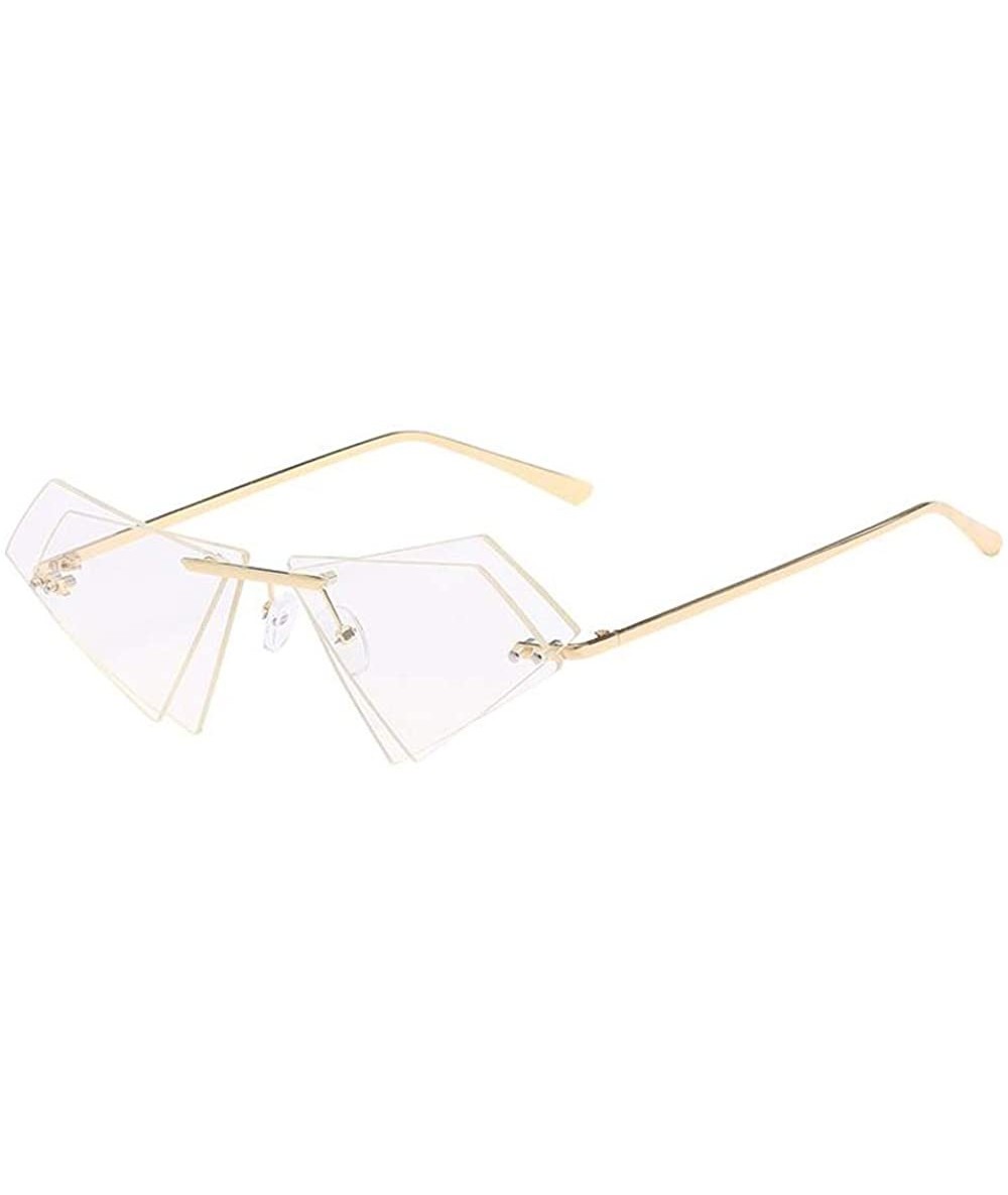 Rimless Women Fashion Sunglasses Double Triangular Ocean Slice Sunglasses With Case UV400 Protection - CT18X5TRCXI $24.60