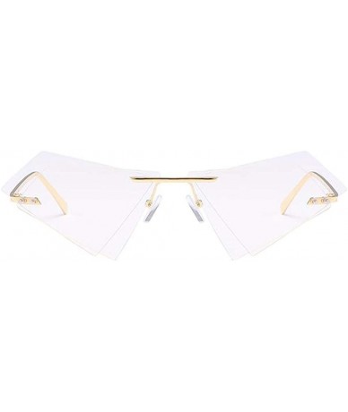 Rimless Women Fashion Sunglasses Double Triangular Ocean Slice Sunglasses With Case UV400 Protection - CT18X5TRCXI $24.60