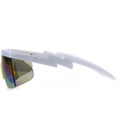 Sport Flat Top Crooked Bolt Arm Goggle Style Color Mirror Shield 80s Sunglasses - White Yellow - CM18DSU535W $23.03