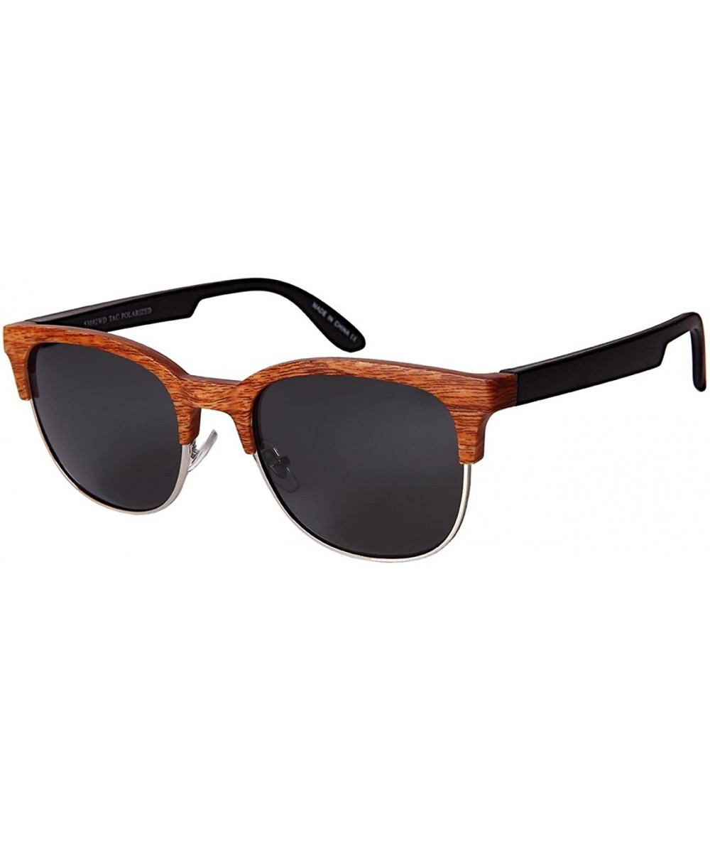 Rimless Semi-Rimless Wood Sunnies w/Polarized 1.0mm Lenses 53092WD-P1 - Light Brown Wood - CG18203Z89S $23.80