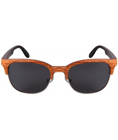 Rimless Semi-Rimless Wood Sunnies w/Polarized 1.0mm Lenses 53092WD-P1 - Light Brown Wood - CG18203Z89S $23.80