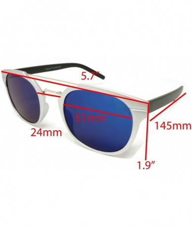 Sport Vintage Retro Top Crossbar Flat Lens - Big Matte Silver / Blue Mirror Lens - CU18503QNDL $28.03