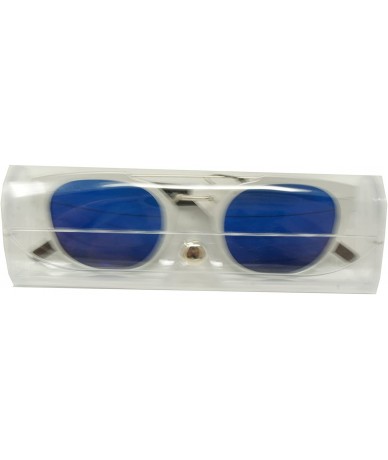 Sport Vintage Retro Top Crossbar Flat Lens - Big Matte Silver / Blue Mirror Lens - CU18503QNDL $28.03