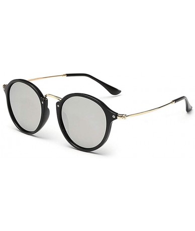 Goggle Round Sunglasses coating Retro Men women - C6pbrightblacksilver - CS18HQ3SYR6 $28.83