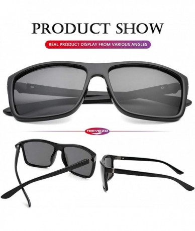 Aviator Unisex Polarized Sunglasses Vintage Square Frame Sun Glasses 100% UV400 Protection - A1 Black/Grey - C218U0WMQNE $21.48