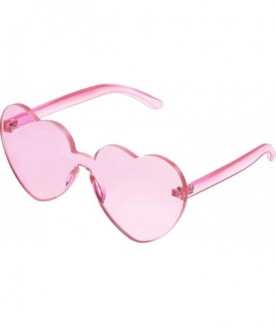 Oversized Love Heart Shape Sunglasses Transparent Party Sunglasses UV Protection Candy Color - Light Red - CL199XYDNK3 $18.35