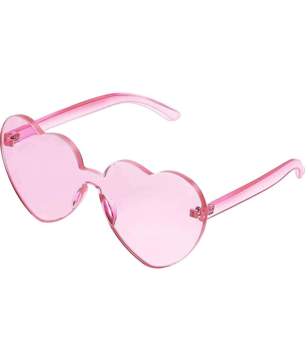 Oversized Love Heart Shape Sunglasses Transparent Party Sunglasses UV Protection Candy Color - Light Red - CL199XYDNK3 $18.35