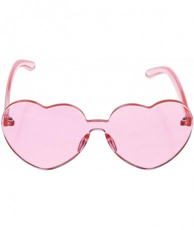 Oversized Love Heart Shape Sunglasses Transparent Party Sunglasses UV Protection Candy Color - Light Red - CL199XYDNK3 $18.35