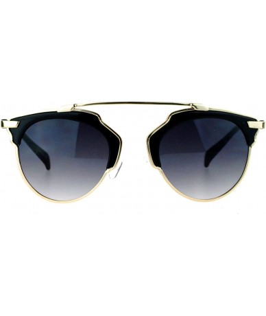 Wayfarer Womens Metal Outline Bridgeless Half Rim Gradient Lens Sunglasses - Gold Black - CI1260IBMCR $19.54