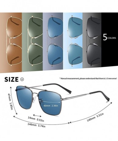 Rectangular Square Polarized Sunglasses for Men Metal Frame Anti-Glare Driving Fishing Sun Glasses UV400 - C5silver - CC199HN...