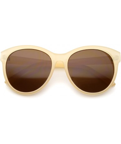 Cat Eye Women's Fashion Horn Rimmed Oversized Cat Eye Sunglasses 58mm - Creme / Brown - CV12JP6GBRR $19.25