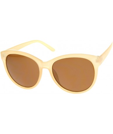 Cat Eye Women's Fashion Horn Rimmed Oversized Cat Eye Sunglasses 58mm - Creme / Brown - CV12JP6GBRR $19.25