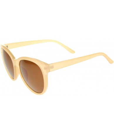 Cat Eye Women's Fashion Horn Rimmed Oversized Cat Eye Sunglasses 58mm - Creme / Brown - CV12JP6GBRR $19.25