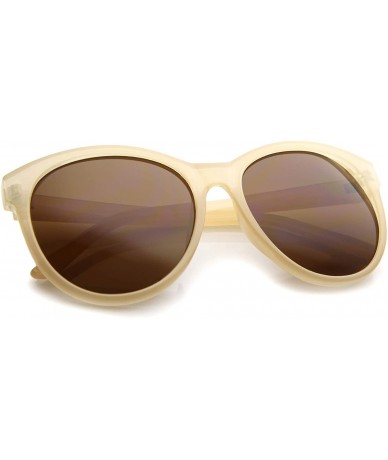 Cat Eye Women's Fashion Horn Rimmed Oversized Cat Eye Sunglasses 58mm - Creme / Brown - CV12JP6GBRR $19.25