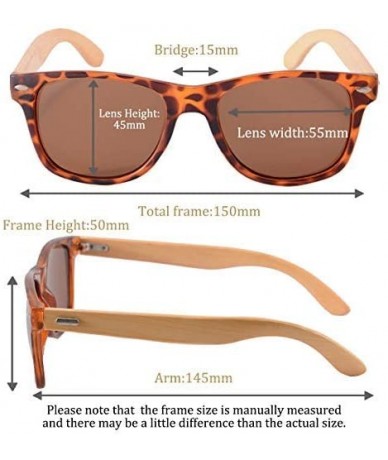 Oval Real Bamboo Wooden Arms UV400 Sunglasses for Men or Women-5860 - Demi Frame- Bamboo Arms - CF18NNGDQH9 $21.15