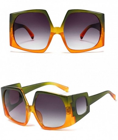 Rectangular Fashion Sunglasses for women Brand Designer Large frame Irregular polygon Mens Goggle UV400 - Green Orange - CY18...