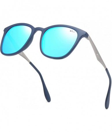 Square Sunglasses Polarized Mirror Lenses Vintage Square UV Protection for Women TR2530 - Blue - CT18OQDE7CW $27.10