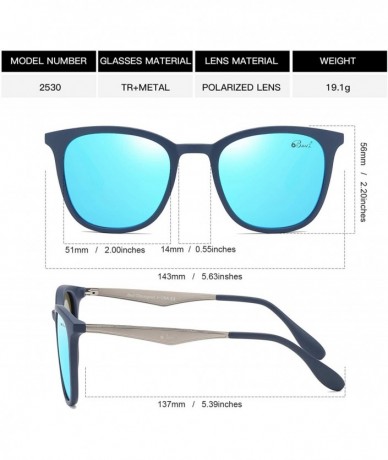 Square Sunglasses Polarized Mirror Lenses Vintage Square UV Protection for Women TR2530 - Blue - CT18OQDE7CW $27.10