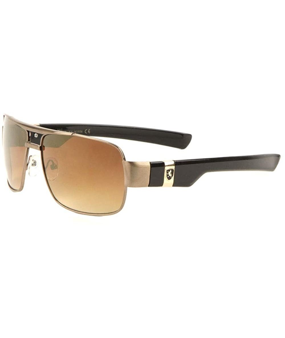 Aviator Flat Top Modern Square Aviator Sunglasses - Brown Gold - C7199D6MHXY $35.11