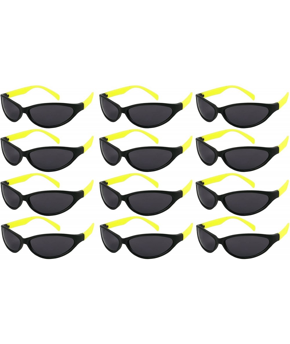 Wrap 12 Pack 80's Style Neon Party Sunglasses Adult/Kid Size with CPSIA certified-Lead(Pb) Content Free - CJ12MX0EQOM $18.94