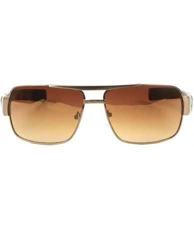 Aviator Flat Top Modern Square Aviator Sunglasses - Brown Gold - C7199D6MHXY $35.11