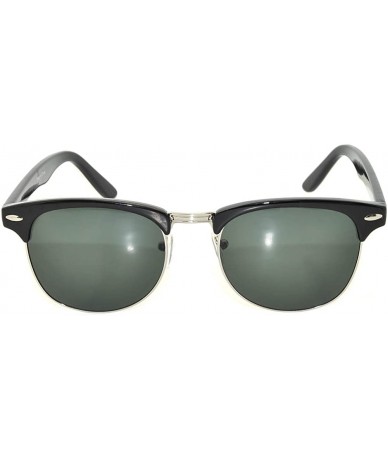 Wayfarer Retro Half Frame Horned Rim Sunglasses Colored Lens for Mens or Womens - Black-silver Green - CU11QDOF5Z9 $19.25