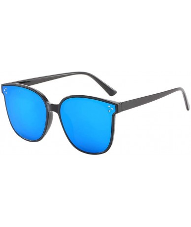 Goggle Sunglasses for Men Women Aviator Polarized Metal Mirror UV 400 Lens Protection - Blue - CZ18UIH4UM5 $16.93