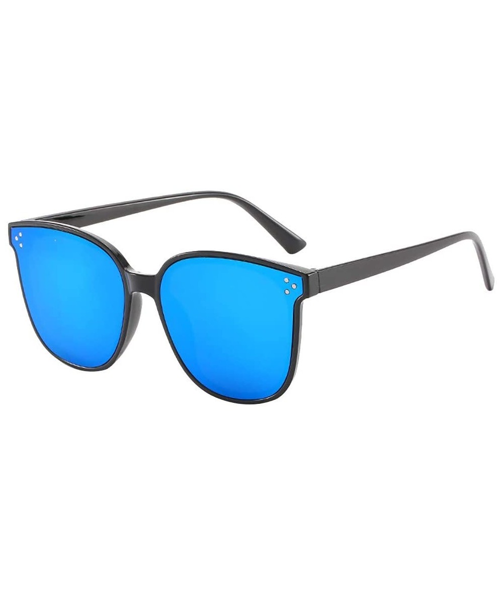 Goggle Sunglasses for Men Women Aviator Polarized Metal Mirror UV 400 Lens Protection - Blue - CZ18UIH4UM5 $16.93