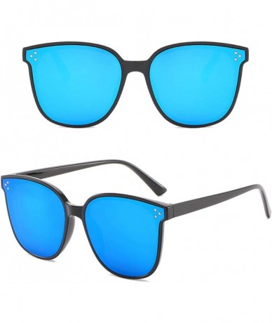 Goggle Sunglasses for Men Women Aviator Polarized Metal Mirror UV 400 Lens Protection - Blue - CZ18UIH4UM5 $16.93