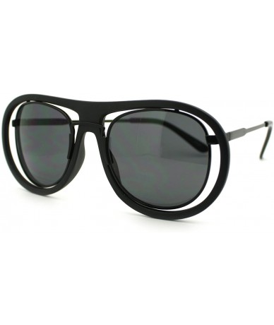 Round Super Unique Double Frame Sunglasses Round Vintage Fashion - Matte Black - CE11OGVZ48T $18.51