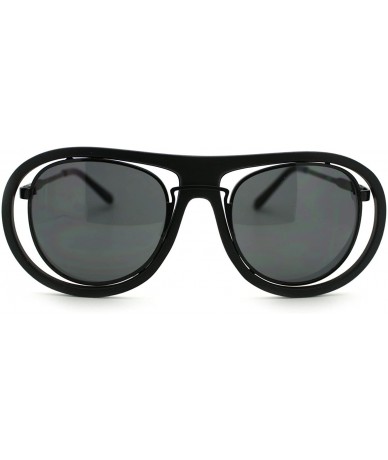 Round Super Unique Double Frame Sunglasses Round Vintage Fashion - Matte Black - CE11OGVZ48T $18.51