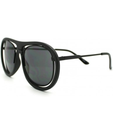 Round Super Unique Double Frame Sunglasses Round Vintage Fashion - Matte Black - CE11OGVZ48T $18.51