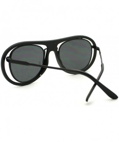 Round Super Unique Double Frame Sunglasses Round Vintage Fashion - Matte Black - CE11OGVZ48T $18.51