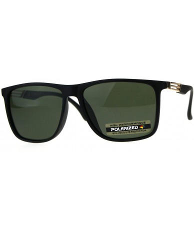 Oversized Polarized Anti-glare Rectangular Horn Rim Designer Plastic Sunglasses - Matte Black Green - CJ18C2XQDW0 $24.31