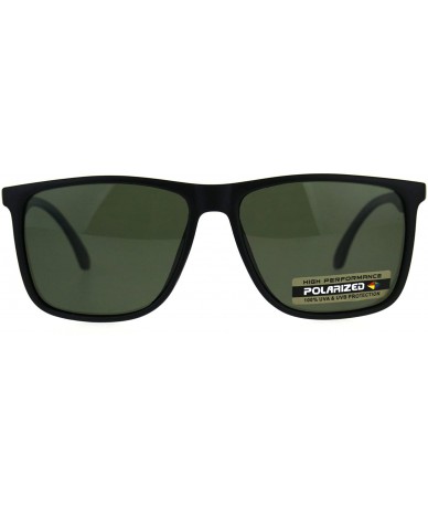 Oversized Polarized Anti-glare Rectangular Horn Rim Designer Plastic Sunglasses - Matte Black Green - CJ18C2XQDW0 $24.31