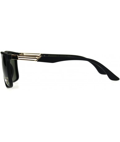 Oversized Polarized Anti-glare Rectangular Horn Rim Designer Plastic Sunglasses - Matte Black Green - CJ18C2XQDW0 $24.31