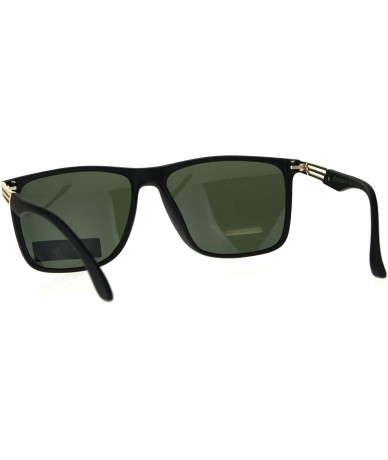 Oversized Polarized Anti-glare Rectangular Horn Rim Designer Plastic Sunglasses - Matte Black Green - CJ18C2XQDW0 $24.31