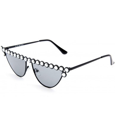 Cat Eye Cateye Rhinestone Sunglasses for Women Fashion Sparkling Crystal Sunglasses - Cat Eye Grey - CC18WQEOCOH $19.43