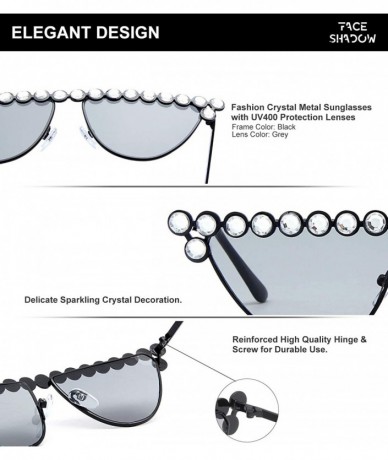 Cat Eye Cateye Rhinestone Sunglasses for Women Fashion Sparkling Crystal Sunglasses - Cat Eye Grey - CC18WQEOCOH $19.43