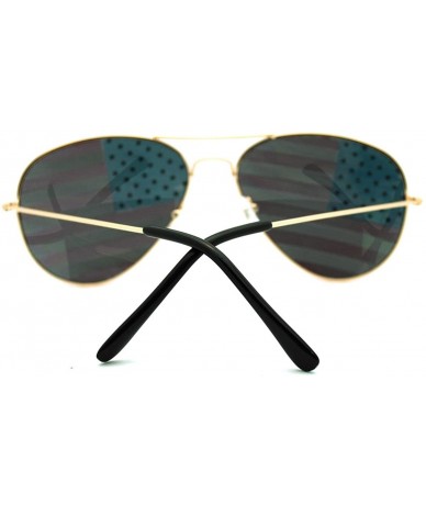 Aviator Patriotic American Flag In Print Lens Aviator Sunglasses - Gold - C011FAZ5533 $17.44