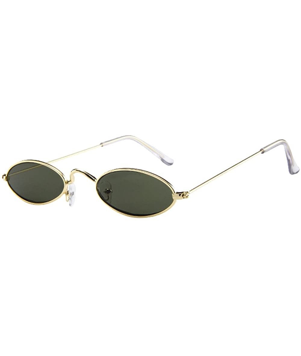 Goggle Fashion Mens Womens Retro Small Oval Sunglasses Metal Frame Shades Eyewear - F - CY18QMADTDS $20.95