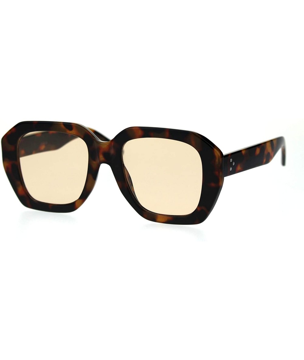 Rectangular Trendy Vintage Thick Plastic Rectangular Mobster Boyfriend Sunglasses - Tortoise Light Brown - CH18TU98KSE $23.50