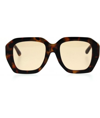 Rectangular Trendy Vintage Thick Plastic Rectangular Mobster Boyfriend Sunglasses - Tortoise Light Brown - CH18TU98KSE $23.50