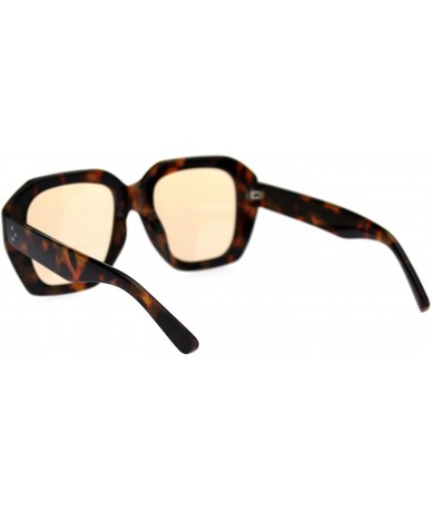 Rectangular Trendy Vintage Thick Plastic Rectangular Mobster Boyfriend Sunglasses - Tortoise Light Brown - CH18TU98KSE $23.50