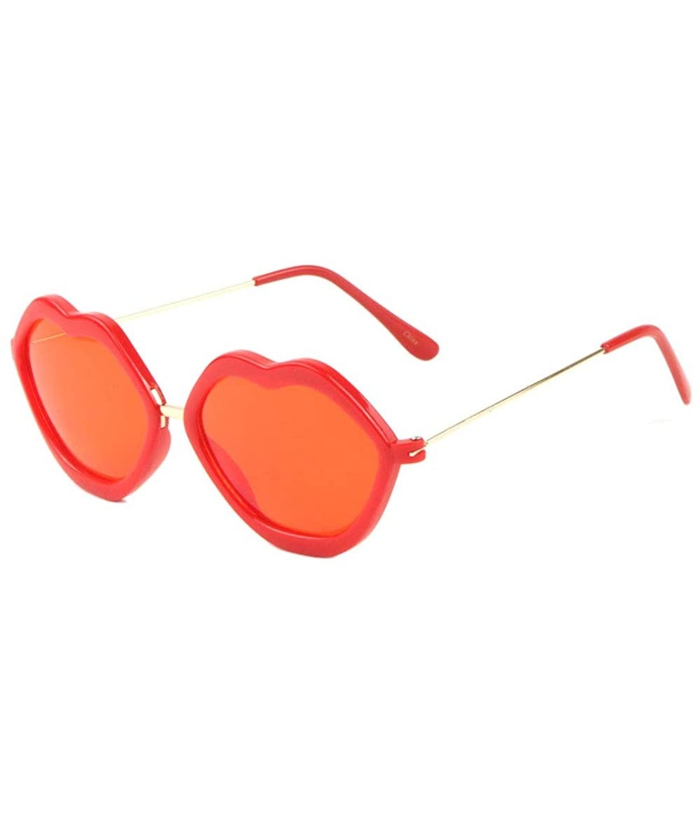 Butterfly Lips Shape Thick Frame Thin Temple Sunglasses - Red - CR1987HKOO4 $26.42