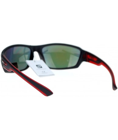 Oval Xloop Mens Sports Sunglasses Wrap Oval Rectangular Plastic Frame - Red - CW126HILK4P $18.43