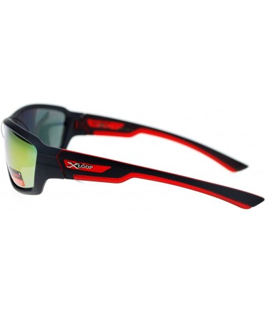 Oval Xloop Mens Sports Sunglasses Wrap Oval Rectangular Plastic Frame - Red - CW126HILK4P $18.43