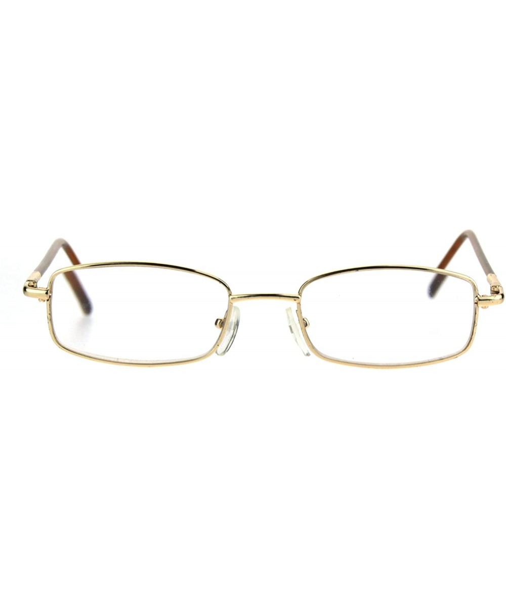 Rectangular Mens Metal Rim Narrow Rectangle Snug Small Classic Reading Glasses - Gold - CN18593W9YS $20.53