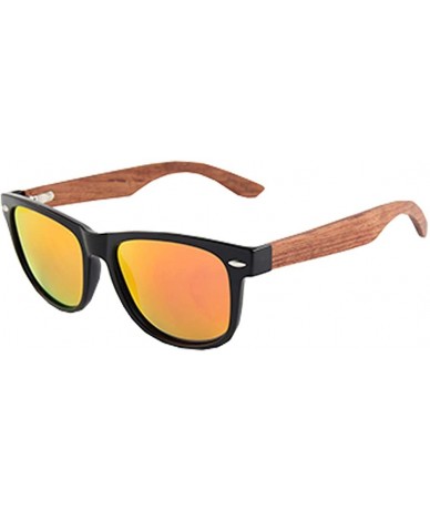 Wayfarer Wooden Sunglasses Rose Wood Sunglasses With Red Mirror Polarized Lenses - CV18IEHQ5AQ $34.02